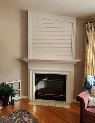 shiplap fireplace project after