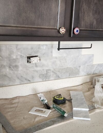 granite backsplash in progress